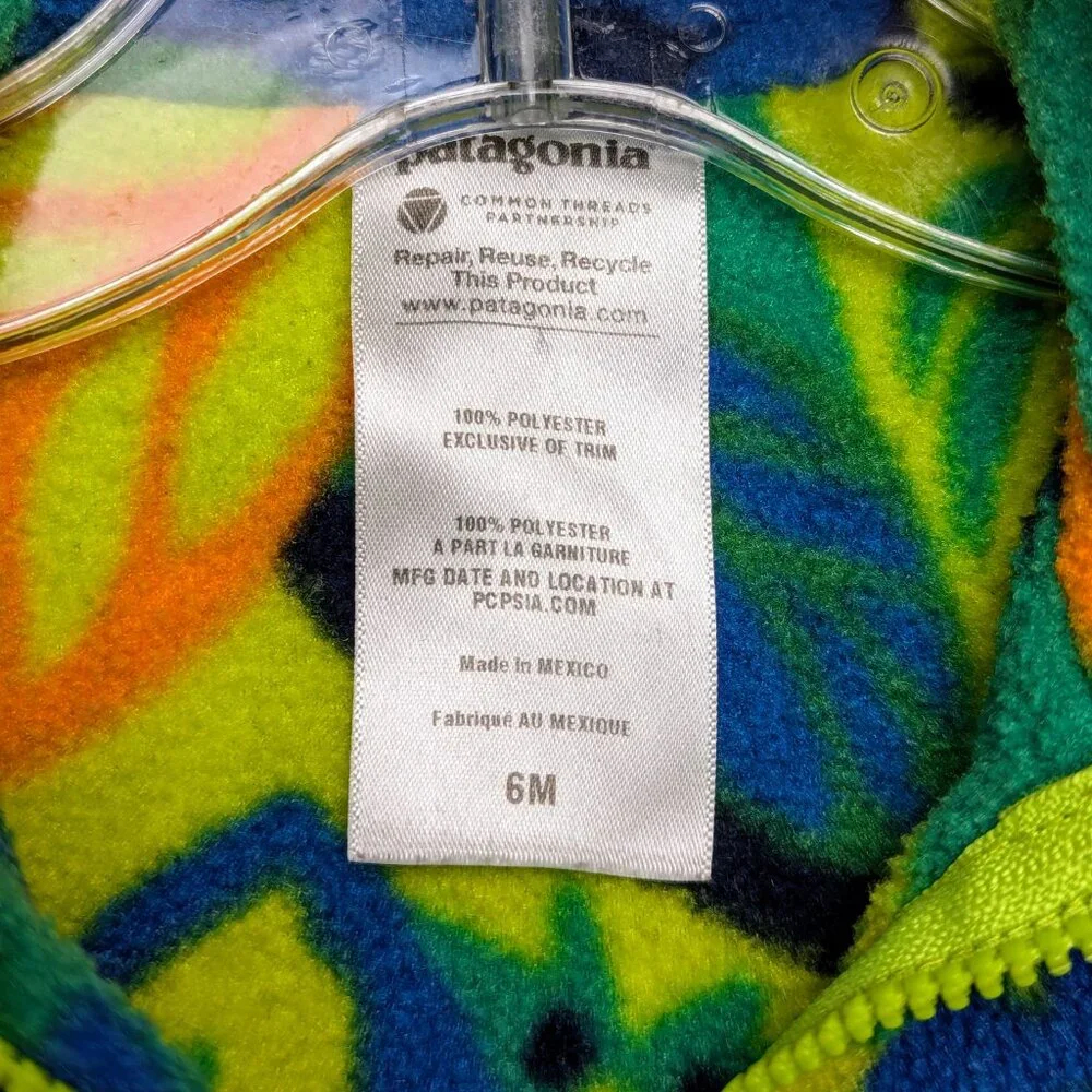 Patagonia Synchilla Fleece Jacket Full Zip Hoody Forest Birds‎ Vintage Y2K 6 Mos
